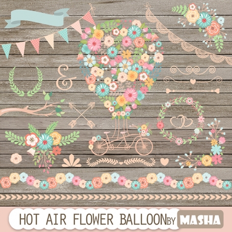 HOT AIR FLOWER BALLOON CLIPART