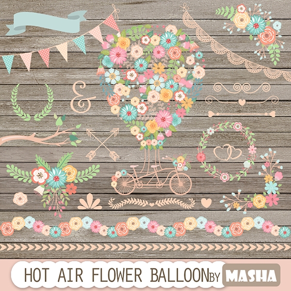 Download HOT AIR FLOWER BALLOON CLIPART 