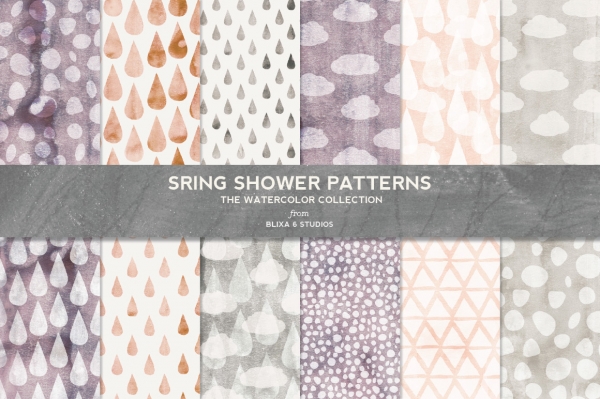 Download Spring Shower Watercolor Digital Scrapbook Patterns 