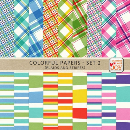18 Textured Colorful Papers (Set 2)
