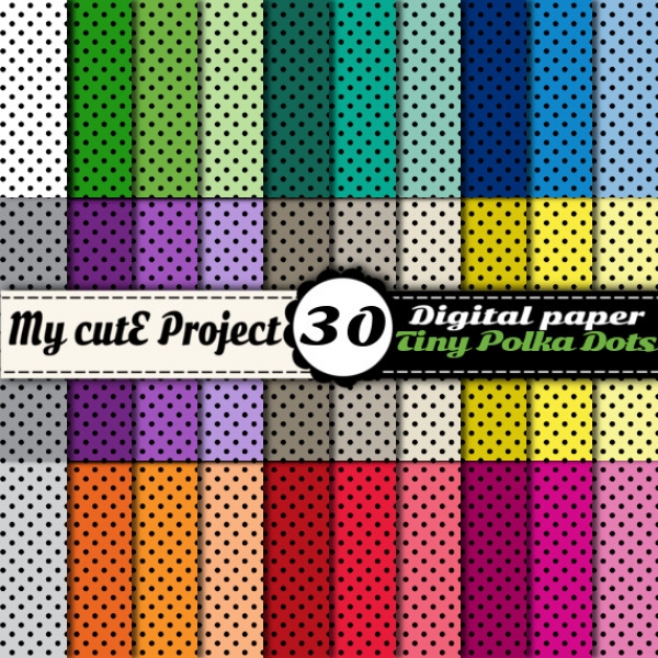 Download Tiny Black Polka dots - Digital paper - 30 Colors  