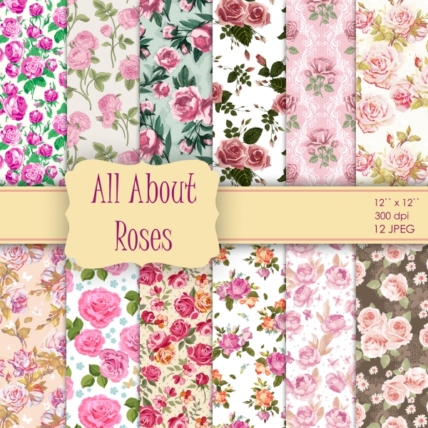 Download Vintage Shabby Chic Rose Digital Paper 