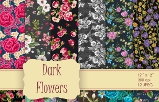 Vintage Shabby Chic Dark Flowers