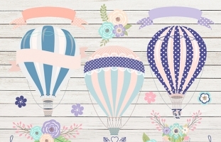 Blue Hot Air Balloons Clipart