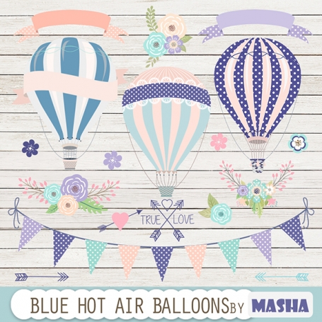 Blue Hot Air Balloons Clipart