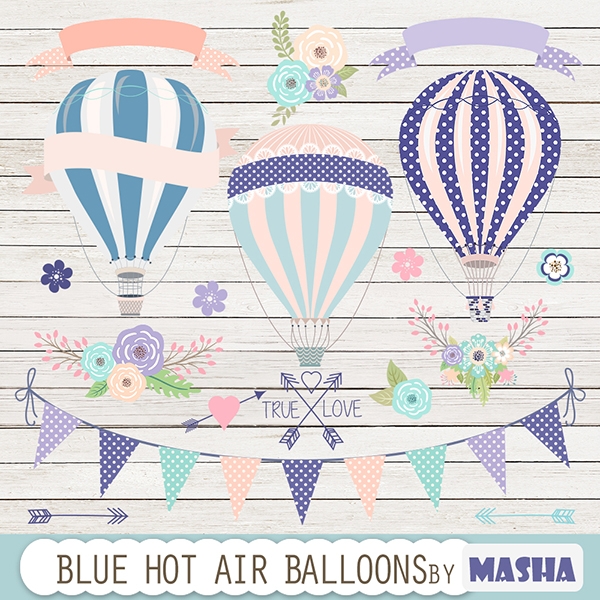 Download Blue Hot Air Balloons Clipart 