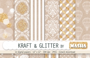 Kraft and Glitter Digital Paper