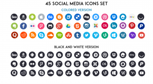 45 Social Media Icons Set