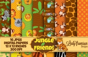 Jungle Friends digital papers