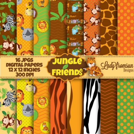 Jungle Friends digital papers