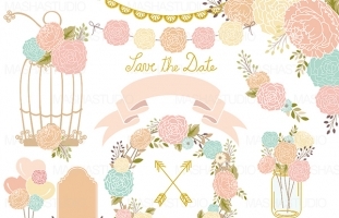 Wedding Peonies Clipart