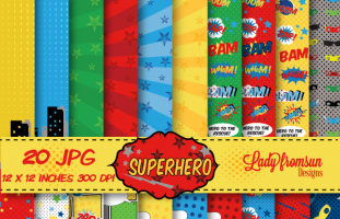 SuperHero Digital Paper Pack Comic