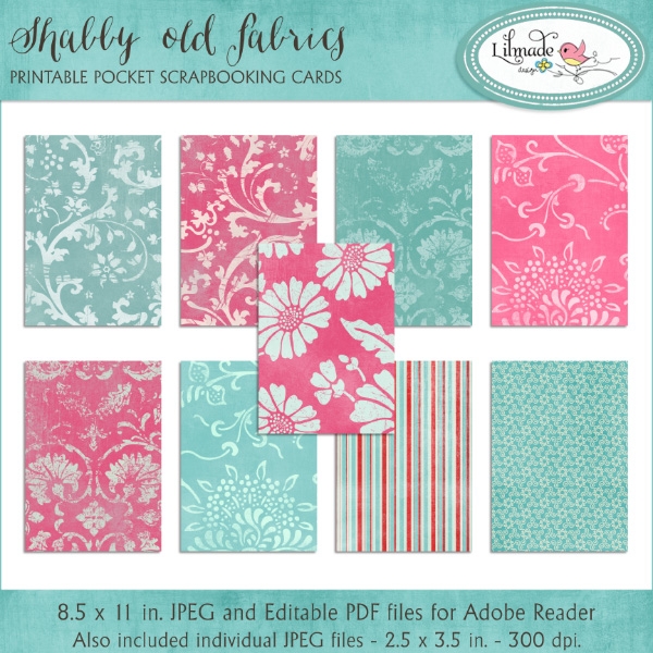 Download Shabby old fabrics pocket scrapbooking cards 