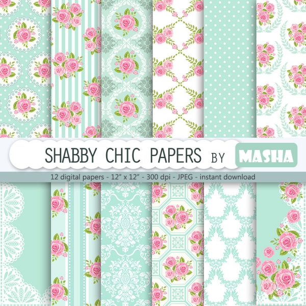 Download SHABBY CHIC DIGITAL PAPERS 