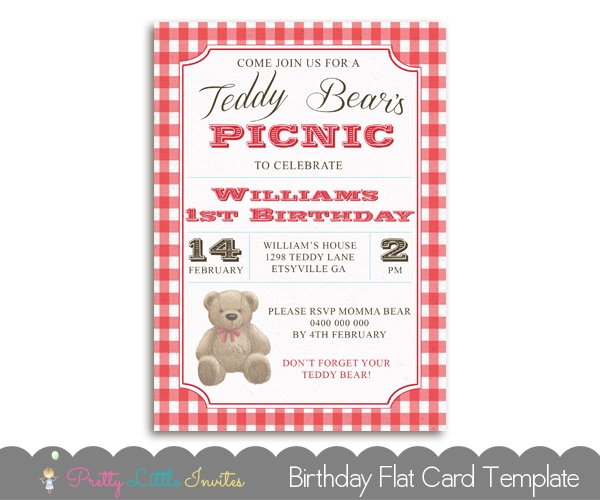 Teddy Bears Picnic Birthday Invitation - Print / Invitations / Birthday ...