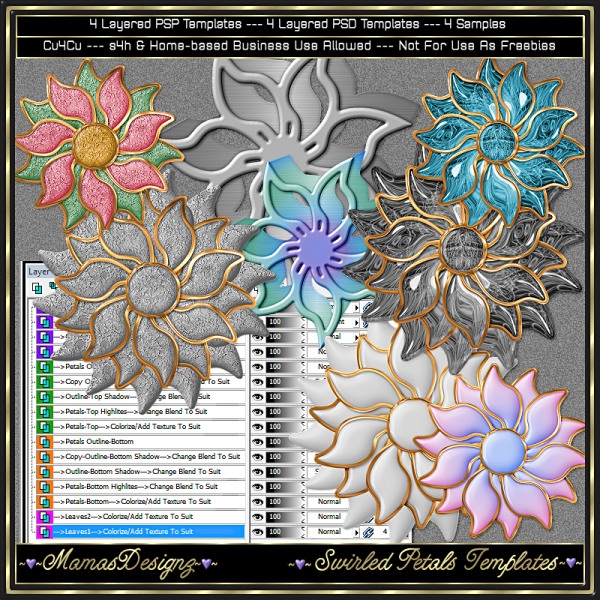 Download Swirled Petals Templates 