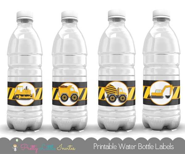 Download Construction Water Bottle Labels 