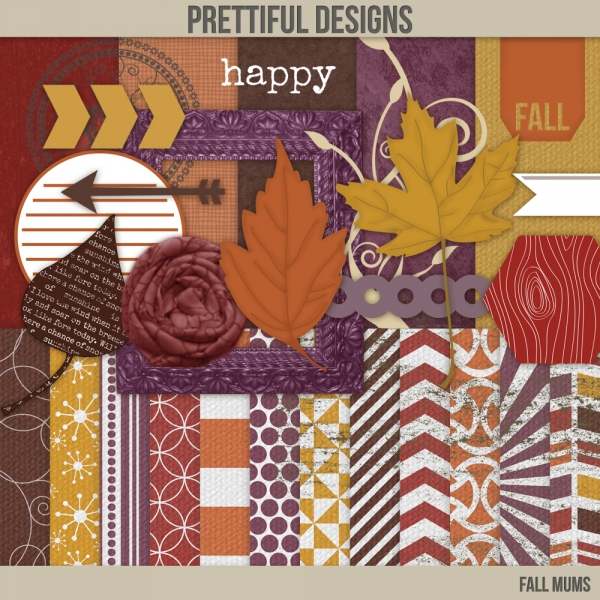 Download Fall Mums Paper Pack with Bonus Clip Art Kit 