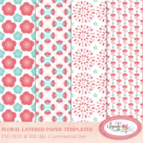 Floral paper templates, floral