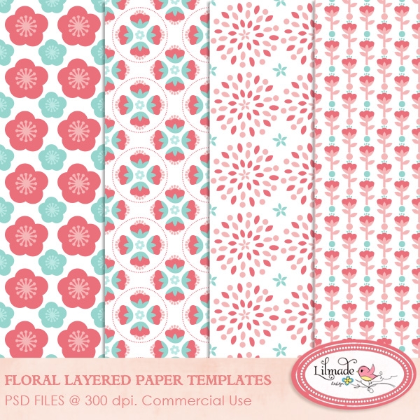 Download Floral paper templates, floral overlays 