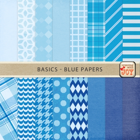 16 Textured Papers - Blue 