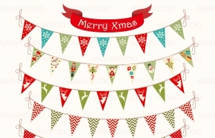 CHRISTMAS BUNTING BANNERS CLIPART