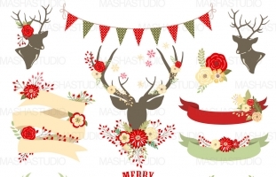 FLORAL CHRISTMAS CLIPART