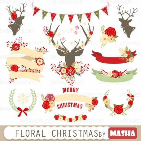 FLORAL CHRISTMAS CLIPART