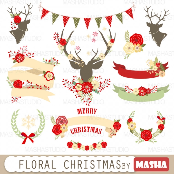 Download FLORAL CHRISTMAS CLIPART 