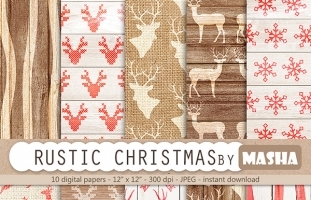 RUSTIC CHRISTMAS DIGITAL PAPERS