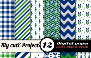 Retro Blue and Green Scrapbooking