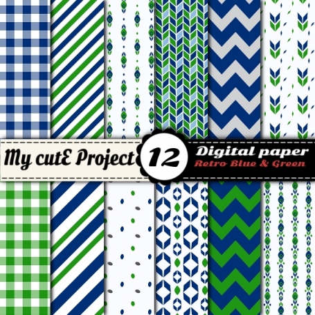 Retro Blue and Green Scrapbooking