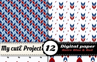 Retro Blue and Red Scrapbooking