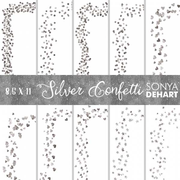 Download Clip Art Silver Confetti Borders 