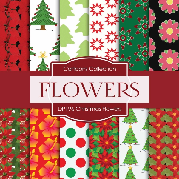 Download Digital Papers - Christmas Flowers (DP196) 