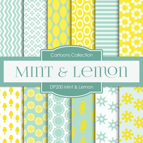 Digital Papers - Mint Lemon (DP200)