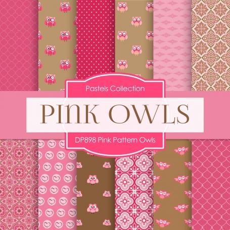 Digital Papers - Pink Pattern Owls