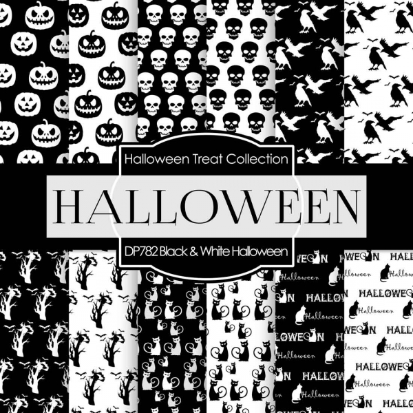 Download Digital Paper - Black and White Halloween (DP782) 