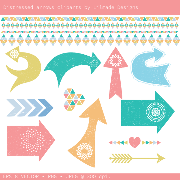 Download Distressed arrows and tribal borders clipart 