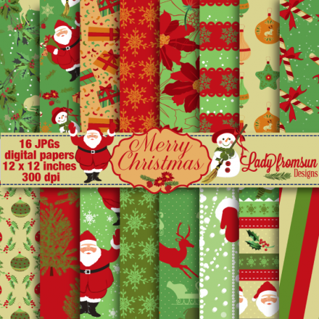 Christmas Digital Paper-Holiday