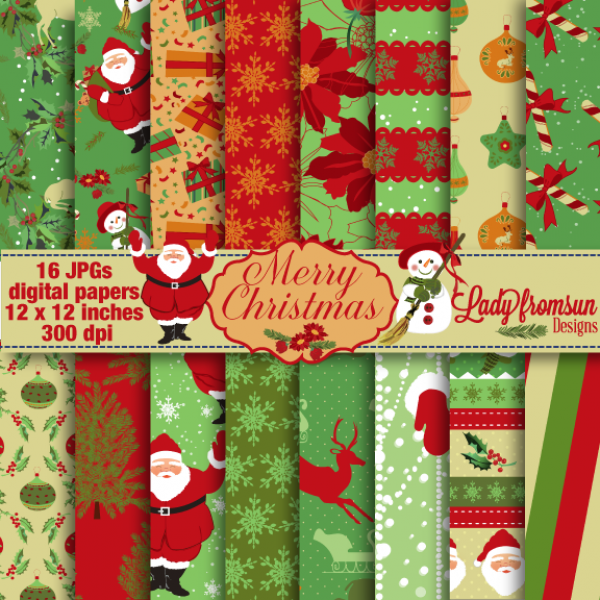 Download Christmas Digital Paper-Holiday 