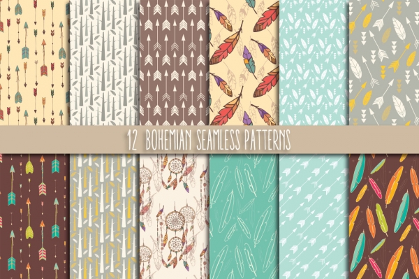 Download 12 Bohemian Seamless Patterns 