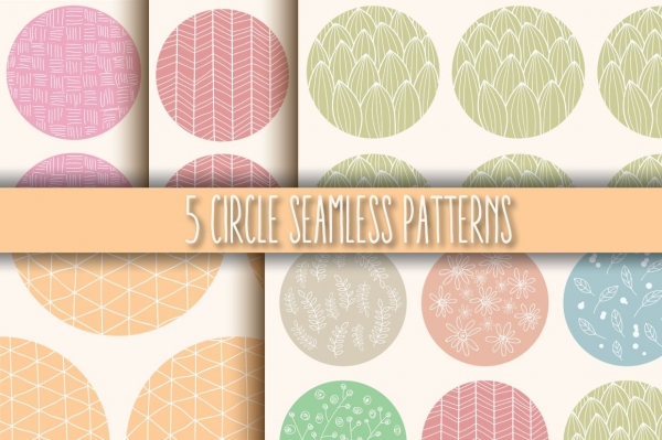 Download 5 Circle Seamless Patterns 