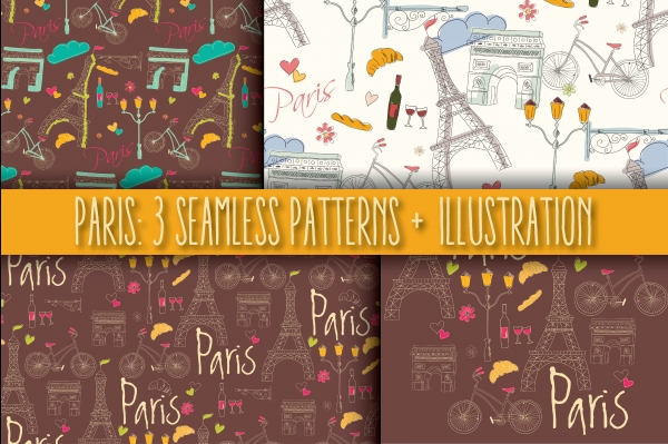 Download Paris: 3 Patterns + 1 Illustration 