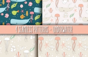 4 Seamless Patterns - Underwater