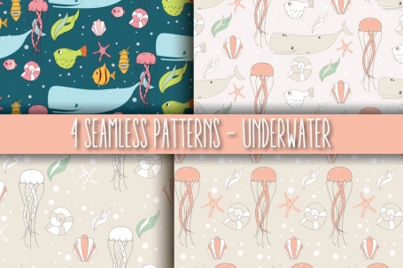 4 Seamless Patterns - Underwater