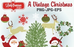 Vintage Christmas Clipart Pack
