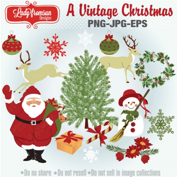 Download Vintage Christmas Clipart Pack 