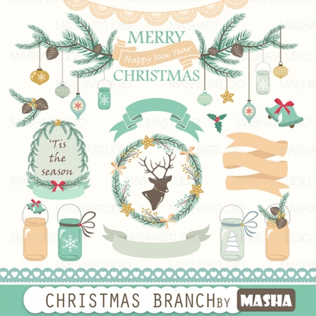 CHRISTMAS BRANCH CLIPART