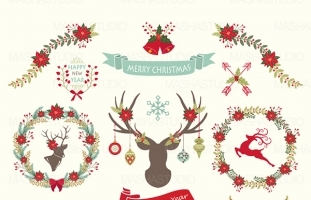 FLORAL CHRISTMAS CLIPART